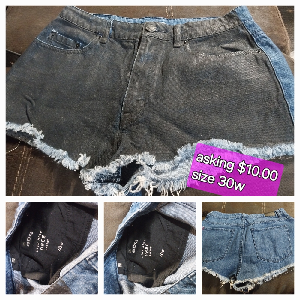 BDG Two-Tone Black and Blue Jean Shorts